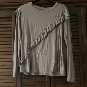 Gray Ruffled Women's Top